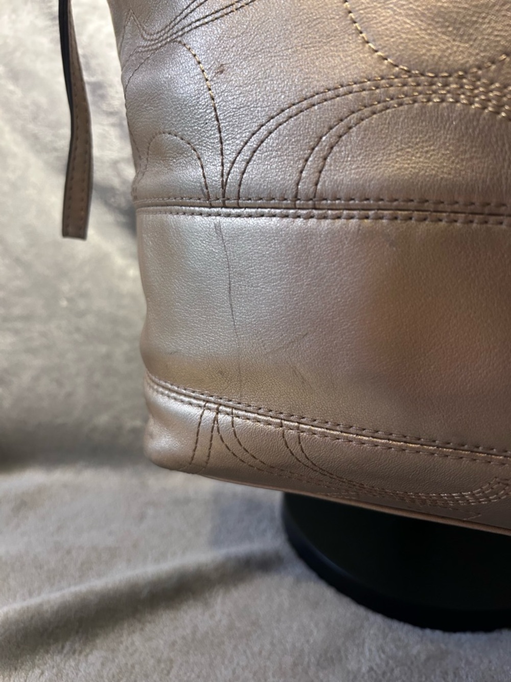 Coach Signature C Gold Metallic Tote - Picture 5 of 10